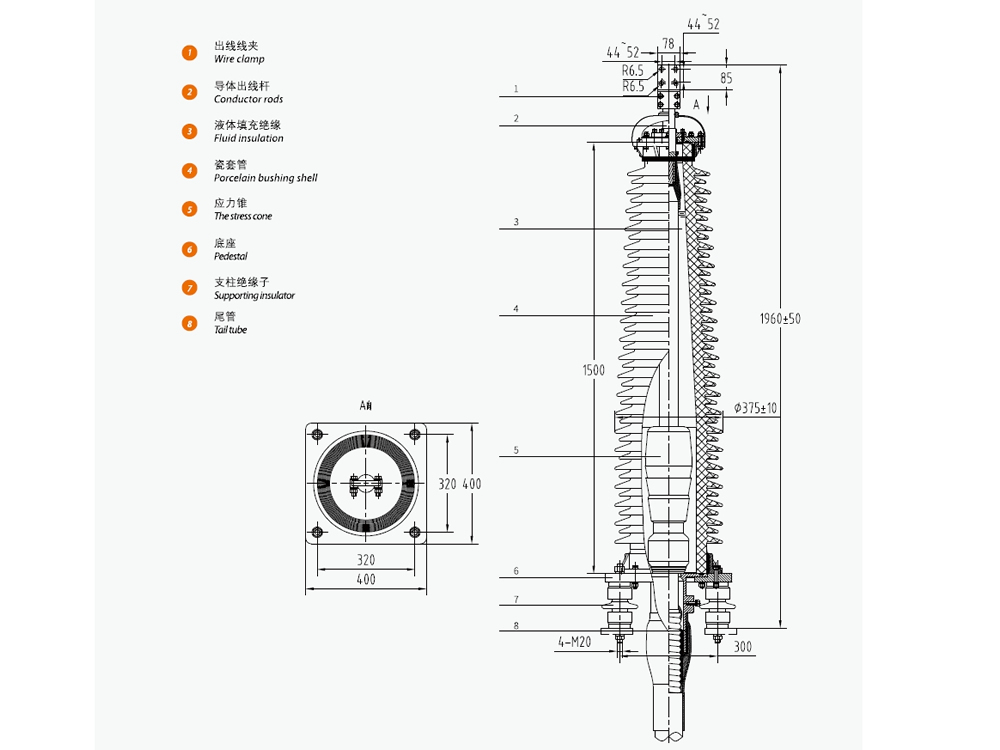 66-110 kV porcelain sleeve outdoor terminal,